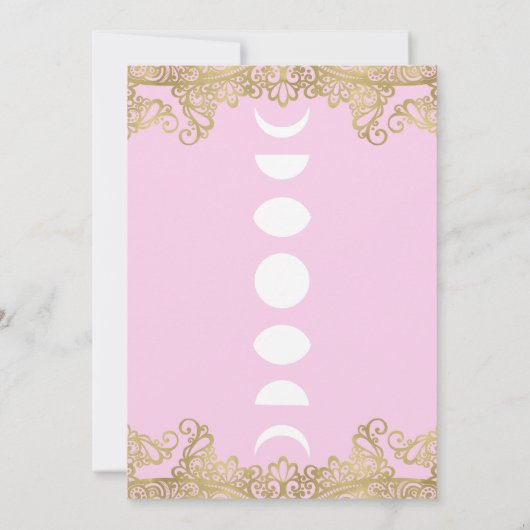 Moon Temple Pink & Gold  Sweet 16 Kaart (Achterkant)