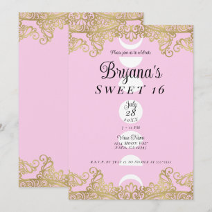 Moon Temple Pink & Gold  Sweet 16 Kaart