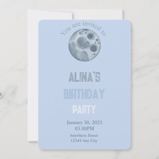 Moon thema verjaardagsuitnodiging kaart (Voorkant)