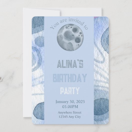 Moon thema verjaardagsuitnodiging kaart (Voorkant)