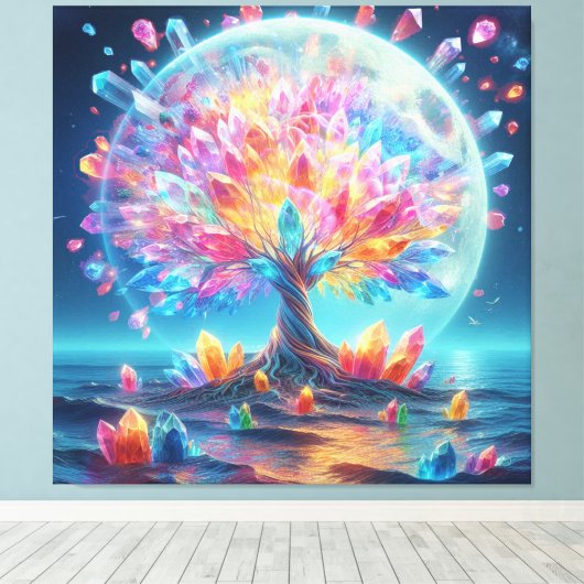 Moon Tree Canvas Afdruk (Insitu (Houten vloer))