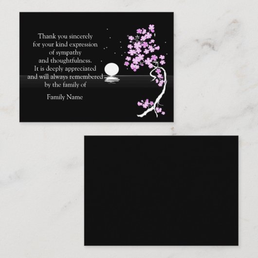 Moon Tree Flower After Funeral Bedankt Cards Notitiekaartje (Voorkant / Achterkant)