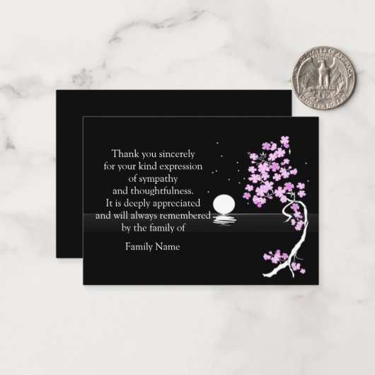 Moon Tree Flower After Funeral Bedankt Cards Notitiekaartje (Voorkant / Achterkant in situ)
