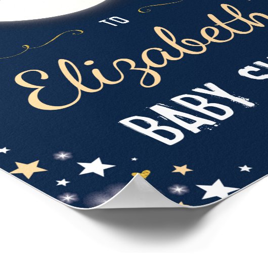 Moon Twinkle Star Galaxy Baby shower Welkom Poster (Hoek)