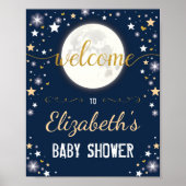 Moon Twinkle Star Galaxy Baby shower Welkom Poster (Voorkant)