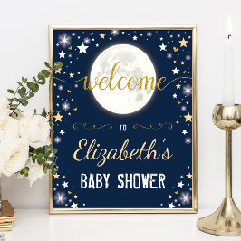 Moon Twinkle Star Galaxy Baby shower Welkom Poster