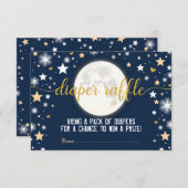 Moon Twinkle Stars Baby Boy Diaper Raffle Ticket Informatiekaartje (Voorkant / Achterkant)