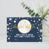 Moon Twinkle Stars Baby Boy Diaper Raffle Ticket Informatiekaartje (Staand voorkant)