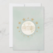 Moon Twinkle Stars Greenery Gold Baby shower Bedankkaart (Achterkant)