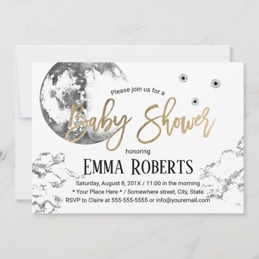 Moon & Twinkle Twinkle Little Stars Baby shower Kaart (Voorkant)