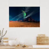Moon Uitzicht van Planet Newerades Poster (Keuken)
