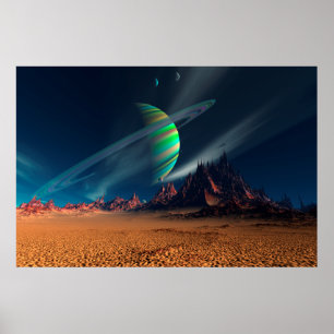 Moon Uitzicht van Planet Newerades Poster