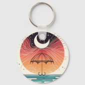 Moon & Umbrella Dream Charm Mini Boho Art Sleutelhanger (Voorkant)