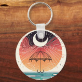 Moon & Umbrella Dream Charm Mini Boho Art Sleutelhanger (Voorkant)