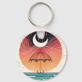 Moon & Umbrella Dream Charm Mini Boho Art Sleutelhanger (Achterkant)