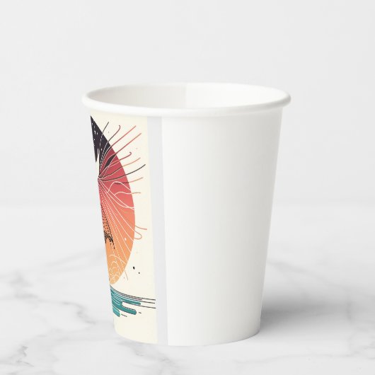 Moon & Umbrella Surreal Boho Line Papieren Bekers (Links)