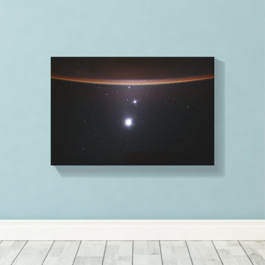 Moon, Venus, Jupiter & Earth (ISS) (NASA) (Space) Canvas Afdruk (Insitu (Houten vloer))