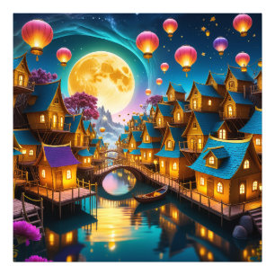 Moon Village Foto Afdruk