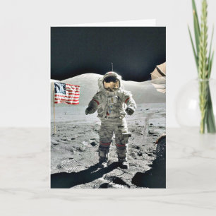 Moon Walk with American Flag Kaart