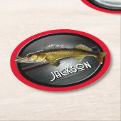 Moon Water & Walleye Pike Blue Ronde Kartonnen Onderzetter (Gebogen)