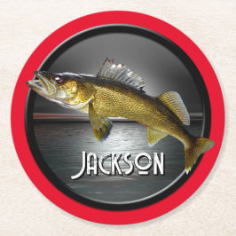 Moon Water & Walleye Pike Blue Ronde Kartonnen Onderzetter