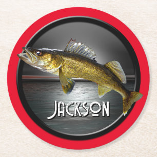 Moon Water & Walleye Pike Blue Ronde Kartonnen Onderzetter