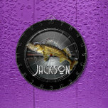 Moon Water & Walleye Pike Dartbord<br><div class="desc">Een walleye-pike wordt overgeheveld over een maan die over een meer stijgt.</div>