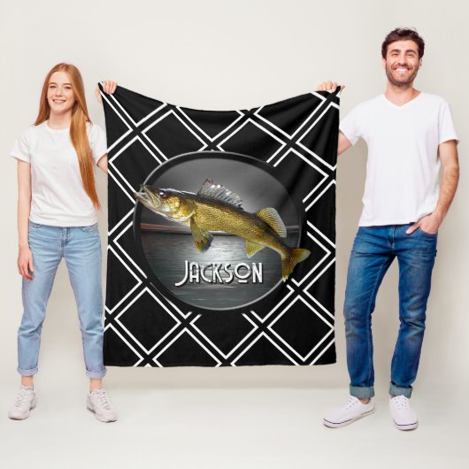 Moon Water & Walleye Pike Fleece Blanket (In situ)