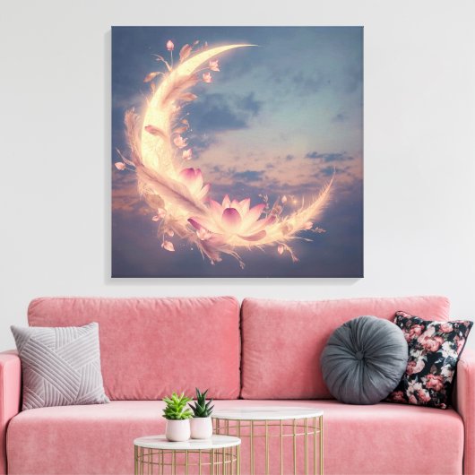 Moon Whisper Mandala Boho Wall Art Canvas Afdruk (Insitu (Woonkamer))