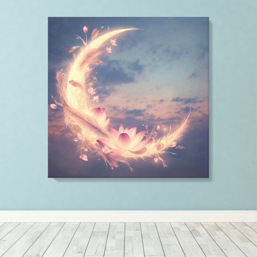 Moon Whisper Mandala Boho Wall Art Canvas Afdruk (Insitu (Houten vloer))