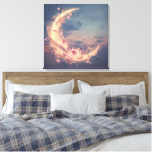Moon Whisper Mandala Boho Wall Art Canvas Afdruk (Insitu (Slaapkamer))