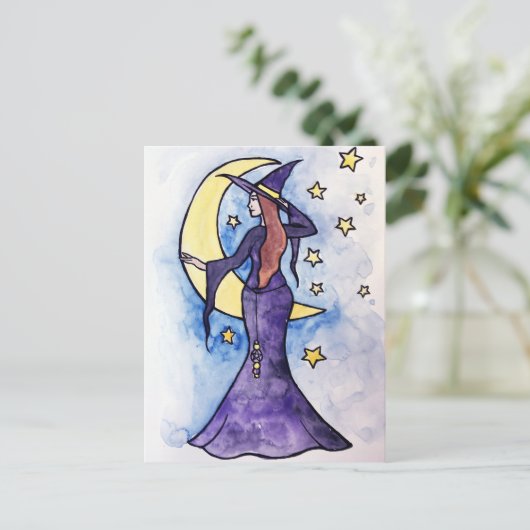 Moon Witch Briefkaart (Staand voorkant)