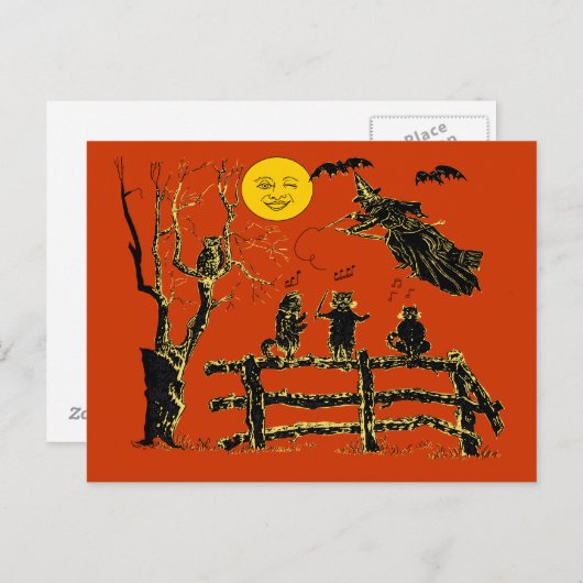  Moon Witch en Singing Cats Briefkaart (Voorkant / Achterkant)