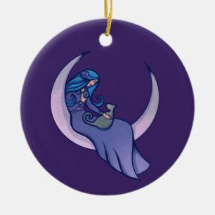 Moon Witch MoonChild Pagan Wicca Art Keramisch Ornament
