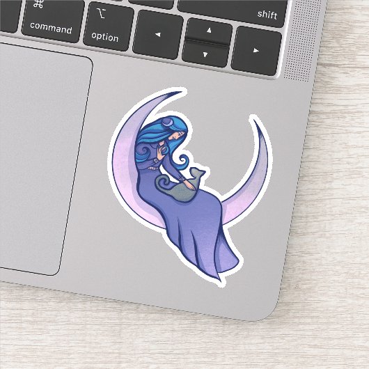 Moon Witch MoonChild Pagan Wicca Art Sticker (Detail)