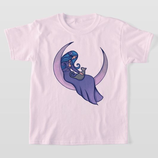 Moon Witch MoonChild Pagan Wicca Art T-shirt (Laagn)