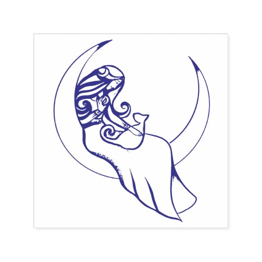 Moon Witch MoonChild Pagan Wicca Art Zelfinktende Stempel (Design)
