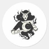 Moon Witch Ronde Sticker (Voorkant)