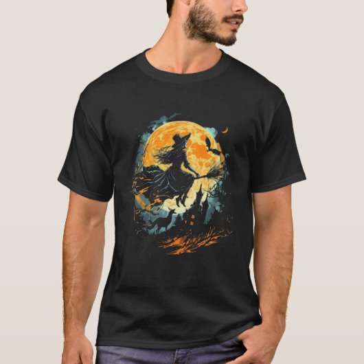 Moon Witch Witchcraft Halloween 2 T-shirt (Voorkant)