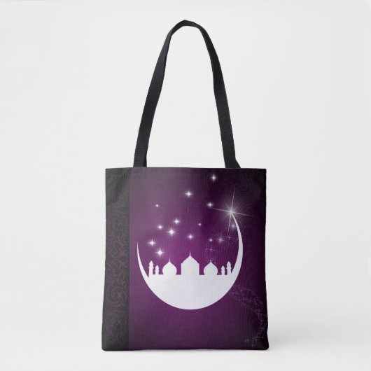 Moon with Mosque Silhouette All-Over-Print Tote Tote Bag
