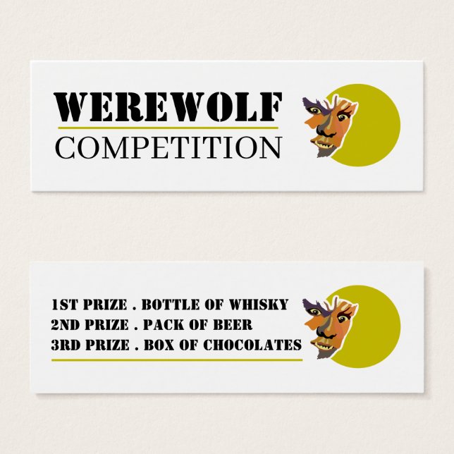 Moon Wolf, Halloween Competition Tickets Mini Visitekaartjes (Voorkant /achterkant)