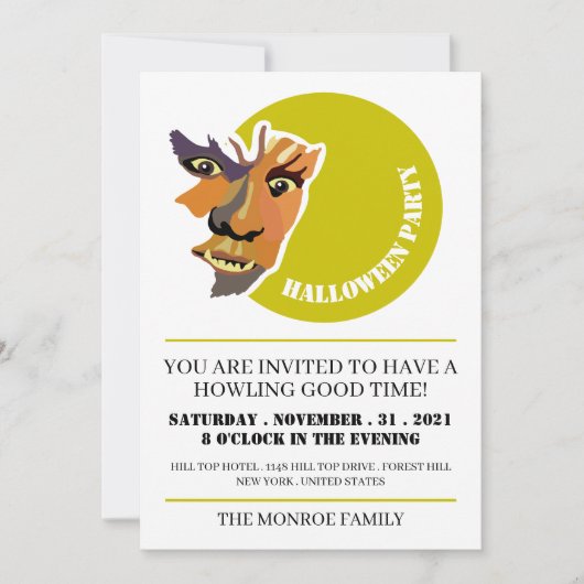 Moon Wolf, Halloween Party Kaart (Voorkant)