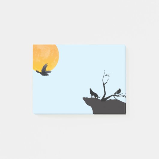 Moon Wolf Raven Post-it Notes (Voorkant)