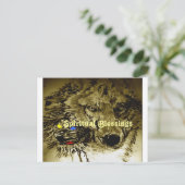 Moon Wolf Spirituele zegeningen Briefkaart (Staand voorkant)