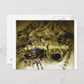 Moon Wolf Spirituele zegeningen Briefkaart (Voorkant / Achterkant)