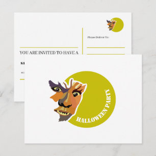 Moon Wolf, uitnodiging van de Halloween-partij Briefkaart