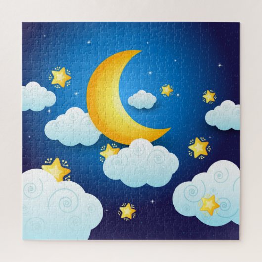 Moon, Wolken en Sterren Legpuzzel (Verticaal)