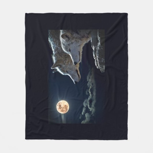 Moon Wolven Fleece Deken (Voorkant)