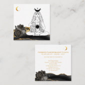 *~* Moon Yoga Luna Roos Goddess Black Gold Vierkante Visitekaartje (Voorkant / Achterkant)
