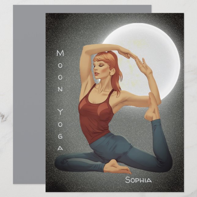 Moon Yoga Quote Grijs Persoonlijk ScrapbookPaper (Voorkant / Achterkant)